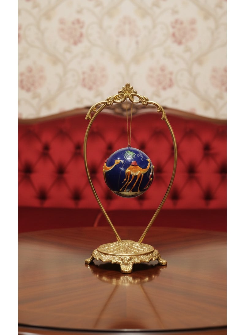 DECORATIVE PAPER MACHE HANGING BALL HANDMADE AND HANDPAINTED COLOR BLUE SIZE 3 INCHES - Image 3